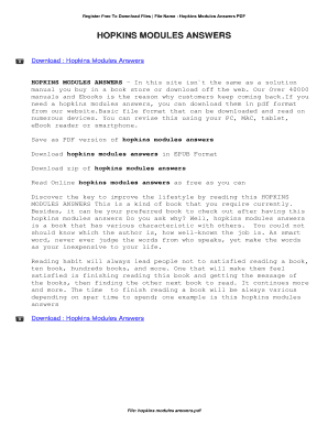 Hopkins Modules Answers  Form