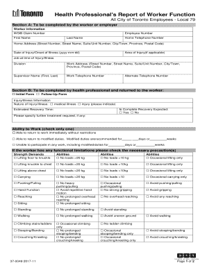 Local 79 Health Professionals Report of Worker&#039;s Function Form