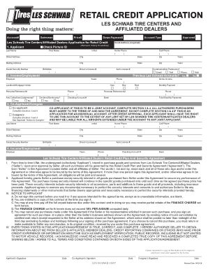 Les Schwab Retail Credit Application  Form