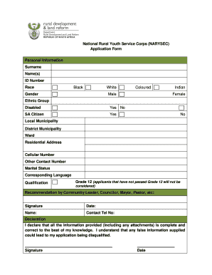  Narysec Application Form for 2018-2024