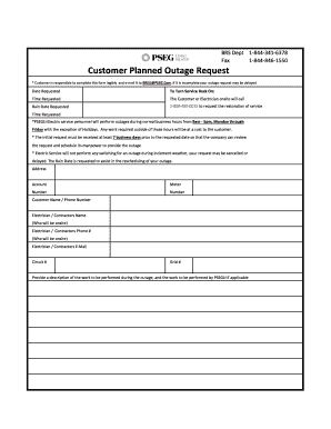 Customer Planned Outage Request Form Xlsx