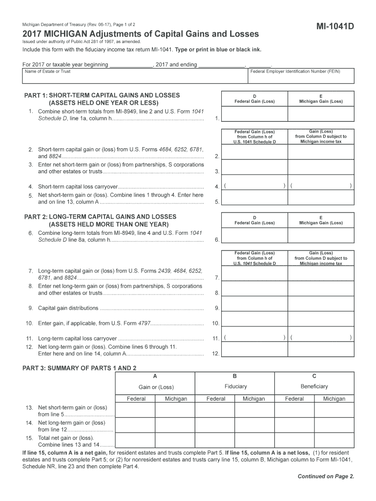 Mi 1041d 20172024 Form Fill Out and Sign Printable PDF Template