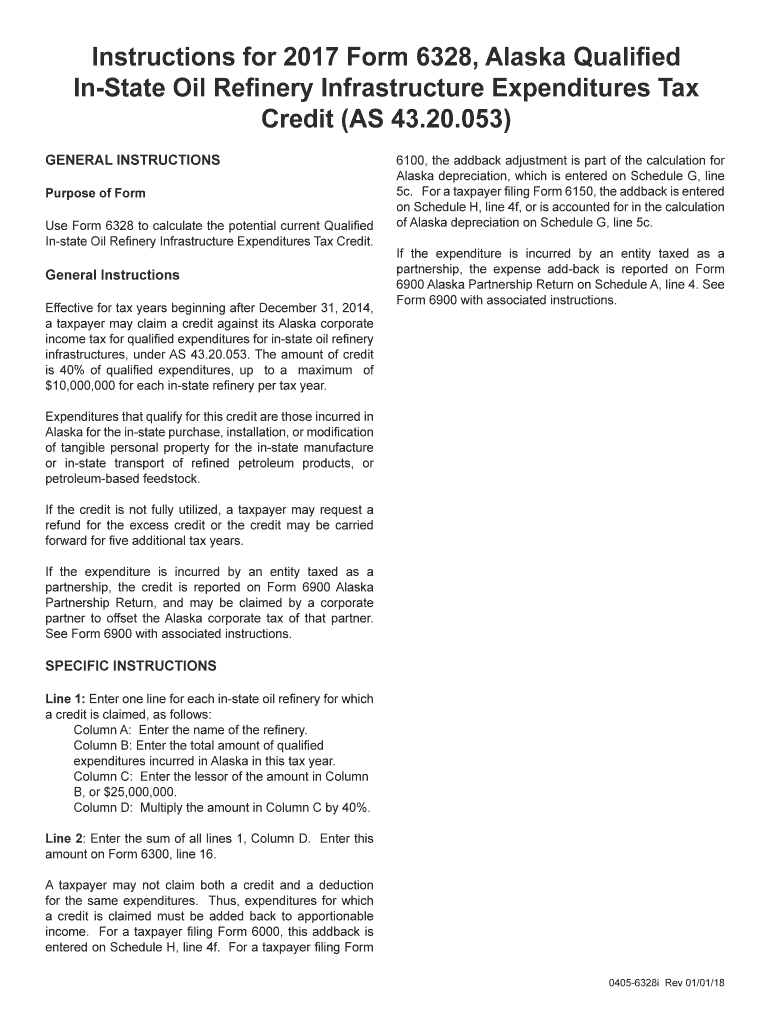  Instructions for Form 6328, Alaska Qualified in State Oil Refinery 2017