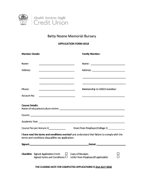 Betty Noone Bursary Application Form