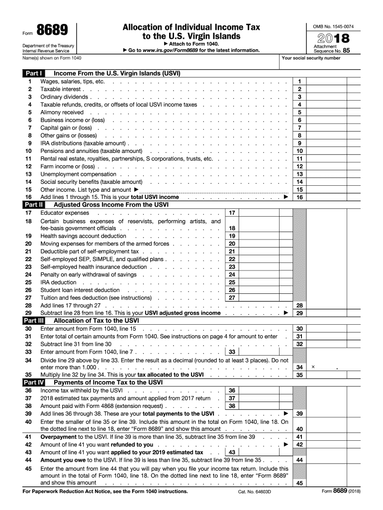  Irs Form 8689 2018