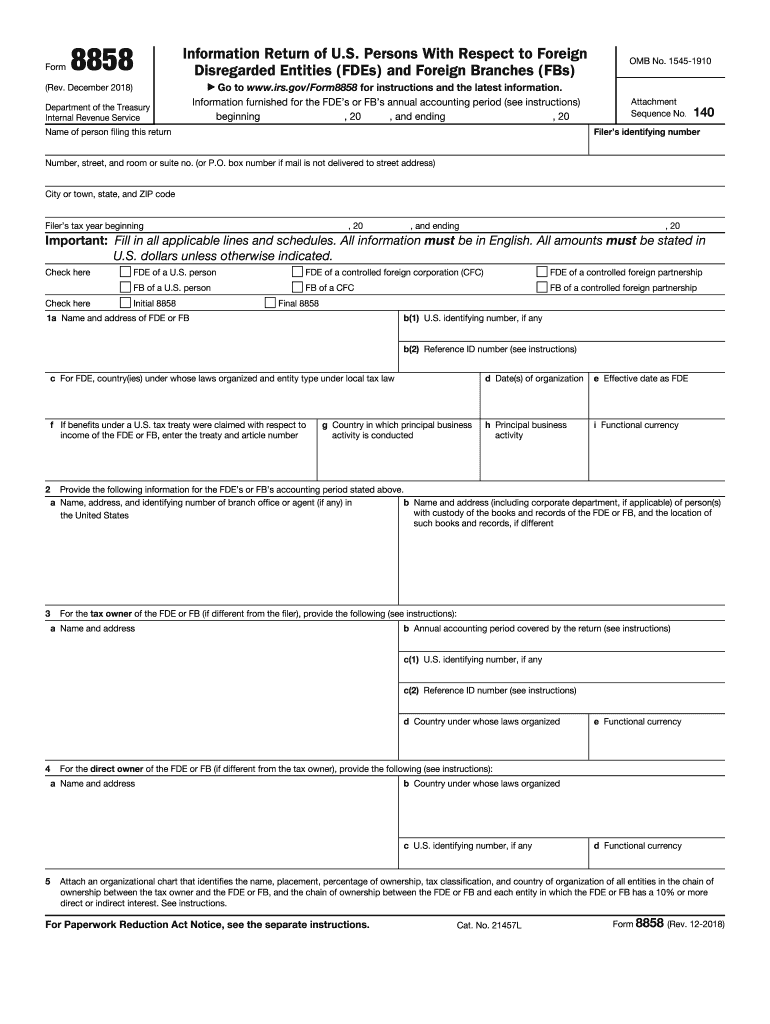  Form 8858 Irs 2018