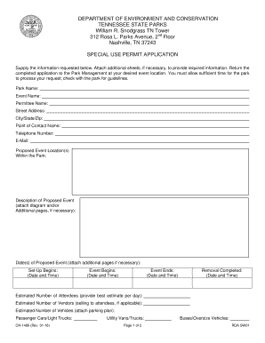 CN 1486 Special Use Permit Application Tennessee State Parks  Form