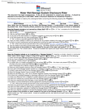Water WellSewage System Disclosure Rider  Form