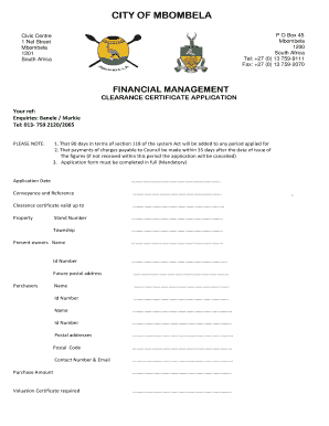 City of Mbombela Application Form