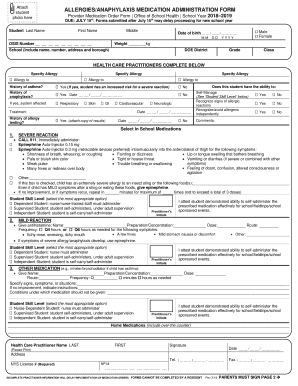 Nyc Doe Allergy Form