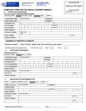 Rental Tribunal Cape Town  Form