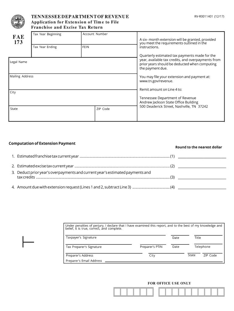  Tennessee Franchise Excise 2017