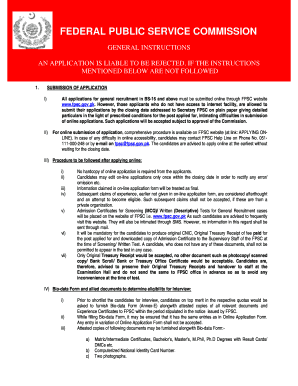 Fpsc General Instructions  Form