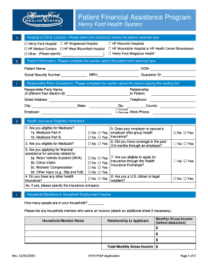 Henry Ford Financial Assistance  Form