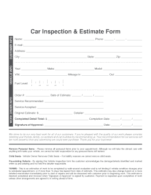 Autogeek Vehicle Inspection Forms