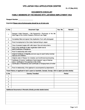 Japan Visa Checklist PDF  Form