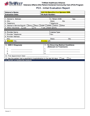 TriWest Healthcare Alliance Veterans Affairs VA P Atient  Form