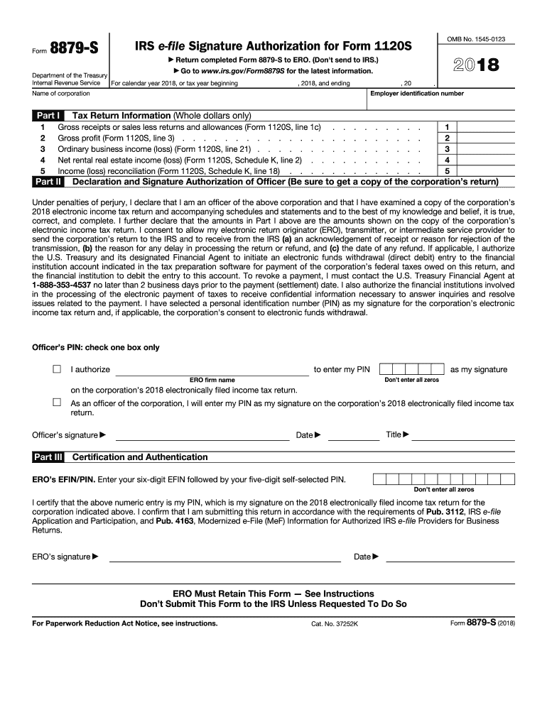  Blank 8879 Form 2018