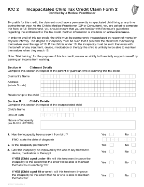 Incapacitated Child Tax Credit Claim Form 2