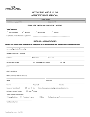  MOTIVE FUEL and FUEL OIL APPLICATION for APPROVAL 2018-2024