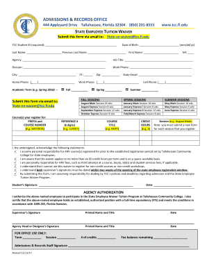 Tcc State Tuition Waiver  Form