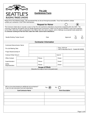 Pre Job Conference Form Seattle Gov