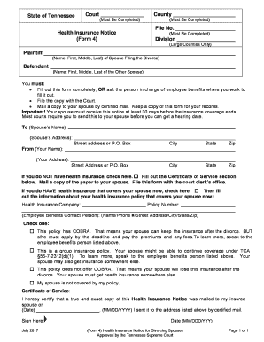 File No Health Insurance Notice Form 4 Division