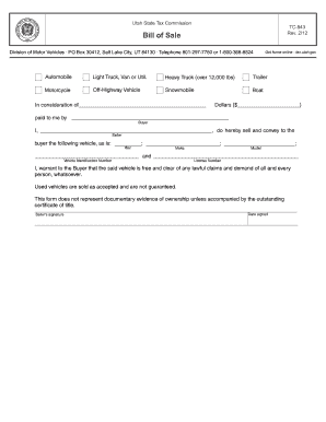 TC 843, Bill of Sale  Form