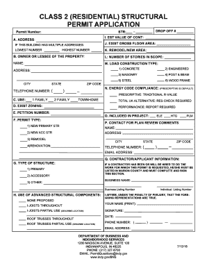 CLASS 2 RESIDENTIAL STRUCTURAL PERMIT  Form