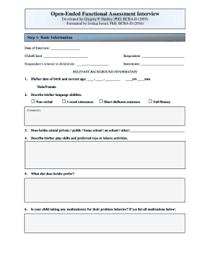 Open Ended Functional Assessment Interview PDF  Form