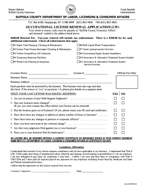 Suffolk County Home Improvement License Renewal  Form