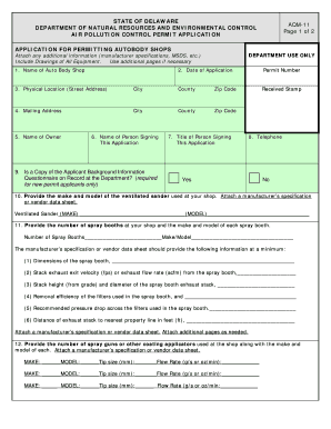 Get and Sign STATE of DELAWARE AQM 11 DEPARTMENT of NATURAL 2007 Form