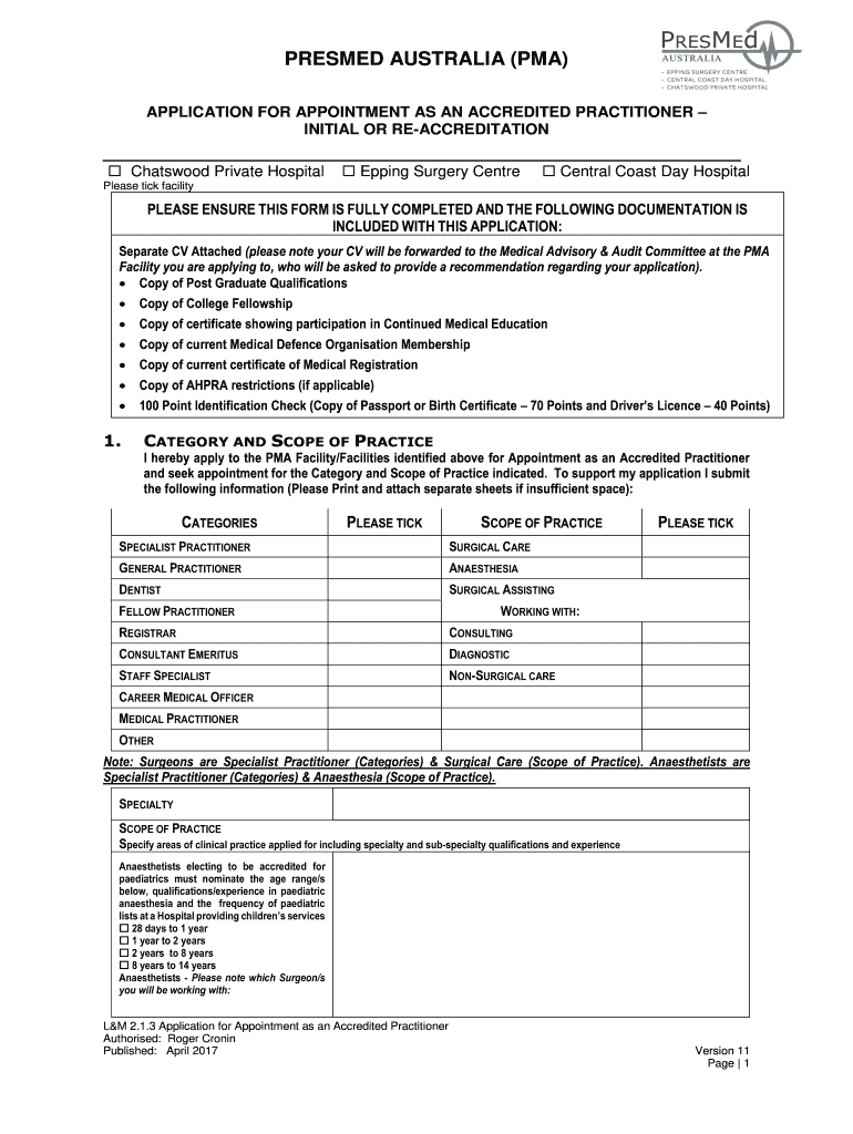 APPLICATION for APPOINTMENT as an ACCREDITED  Form