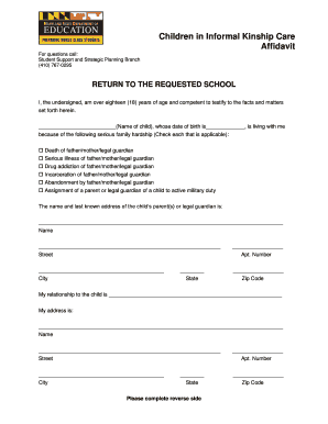  Maryland Kinship Care Affidavit 2015-2024