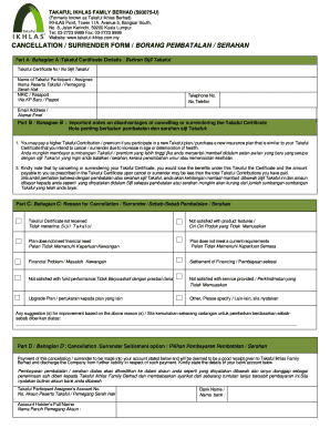  Borang Pembatalan Takaful Ikhlas 2018-2024