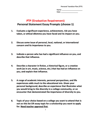 Personal Statement Outline  Form