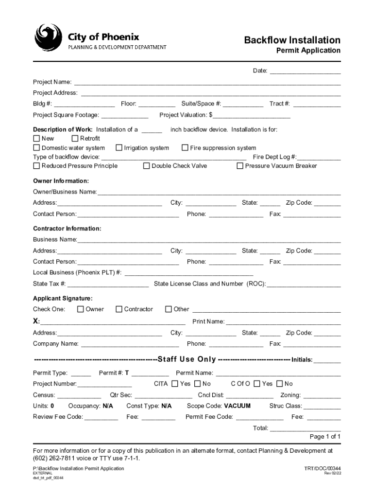 Backflow Installation OTC Application DOC  Form