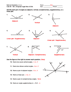 Complementary Linear Pair Vertical or Adjacent  Form