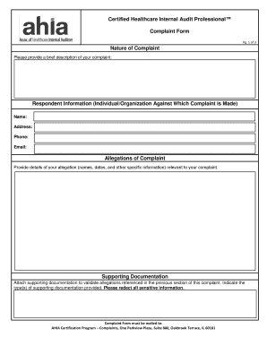 Certified Healthcare Internal Audit Professional  Form