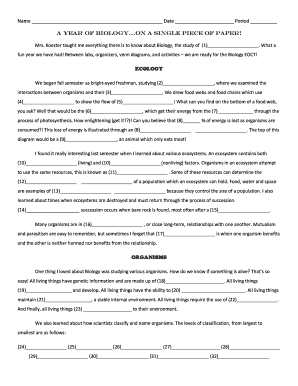 A Year of Biology on a Single Piece of Paper  Form