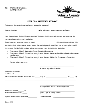 To the County of Volusia  Form