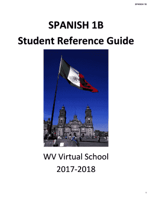 SPANISH 1B Student Reference Guide  Form