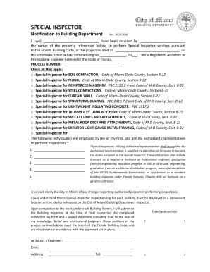  Notification to Building Department 2016-2024