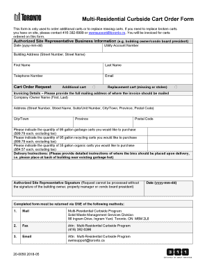 Multi Residential Curbside Cart Order Form Toronto Ca