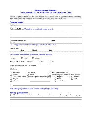 New Zealand Expression Interest  Form