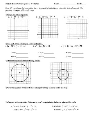 Circles Worksheet U6 Academic DOCX  Form