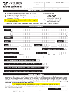  Va Lottery Claim Form 2018-2024