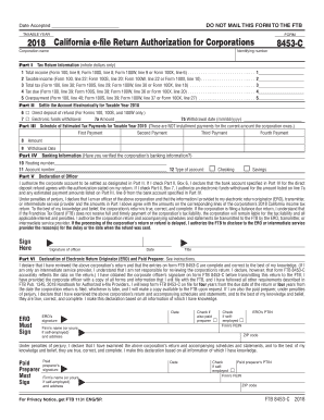  Form 8453 C California E File Return Authorization for Corporations  Form 8453 C California E File Return Authorizatio 2018