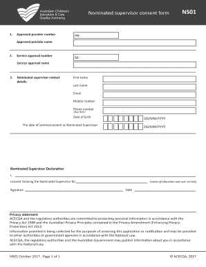 Nominated Supervisor Consent Form