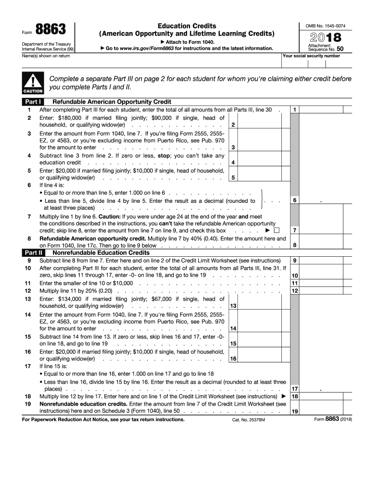  Form 8863 2018